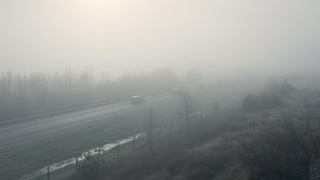 foggy highway in winter