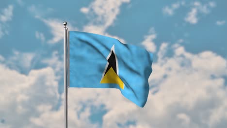 saint lucia flag waving in the blue sky realistic 4k video