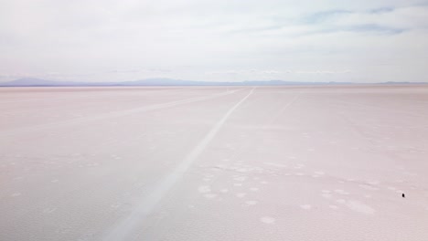 people at salar de uyuni amidst andes in southwest bolivia, south america. aerial shot