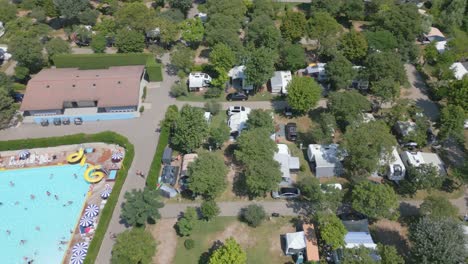 aerial shot of camping cisano san vito at lake garda, italy