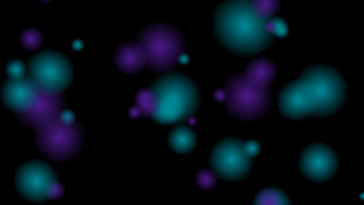 Abstract Motion Background with Floating Teal and Purple Bokeh Orbs