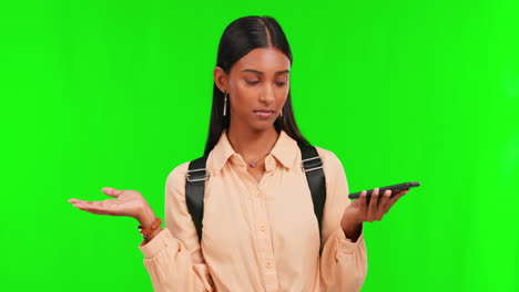Green-screen,-no-or-portrait-of-girl-student