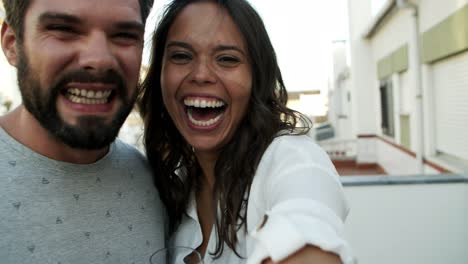 happy young couple in love kissing