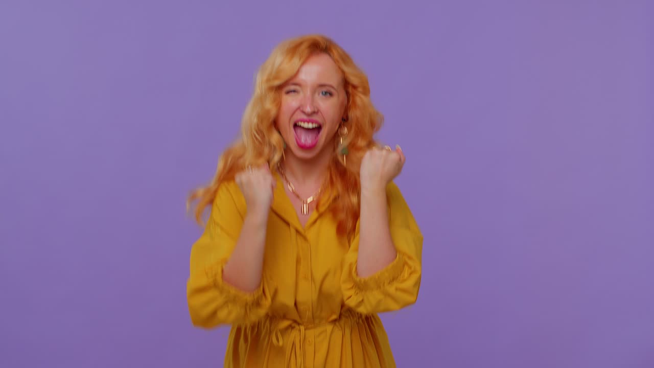 Girl wish for good luck and becoming surprised about sudden dream come true, waiting lottery winning