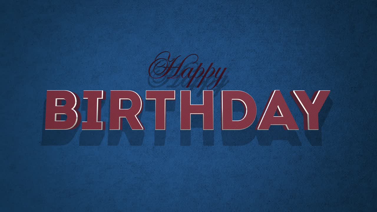 elegante y distorsionada felicitación de cumpleaños en fondo azul