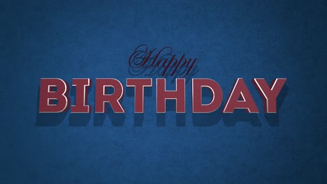 stylish and distorted happy birthday card on blue background