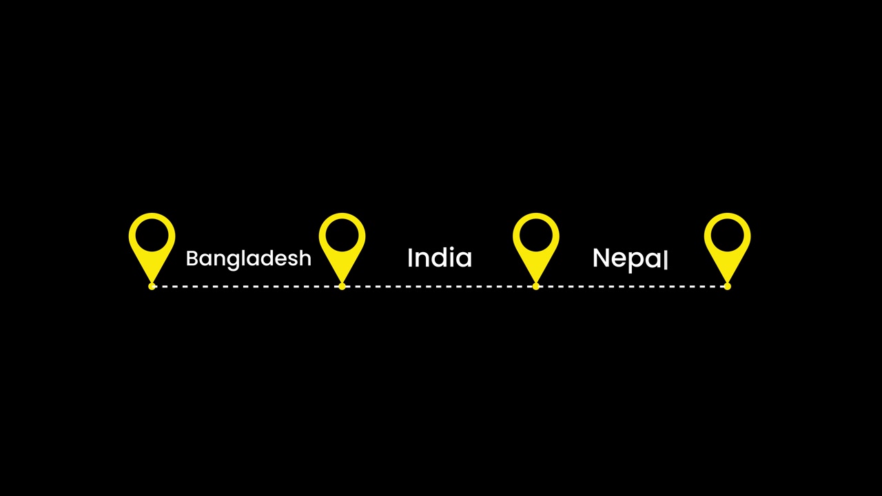 Bangladesh, India, and Nepal map