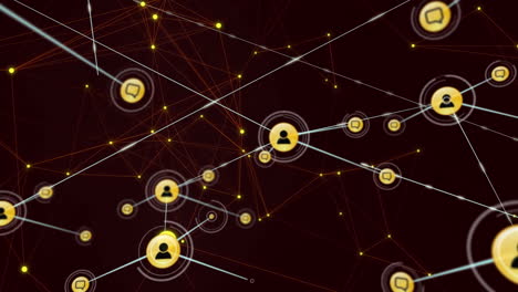 animazione digitale di una rete di connessioni che si muove su uno sfondo marrone
