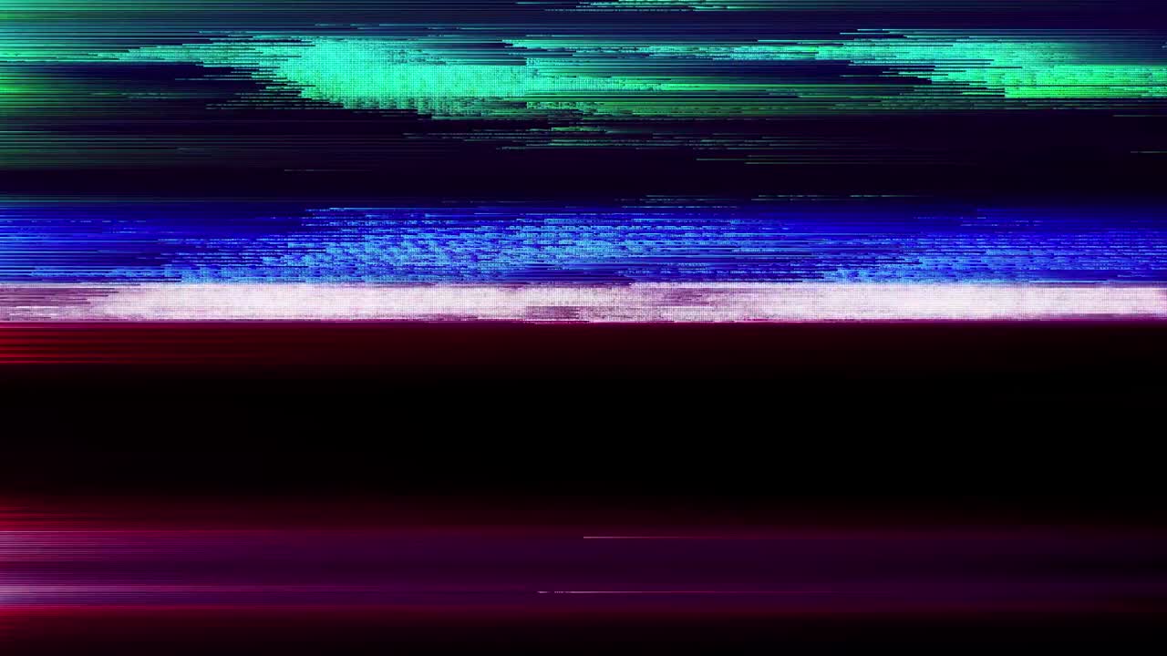 Cyberpunk digitale ruis. Glitch achtergrond. Overgang. Overlay. Beschadigde streaming. Geen signaal. Onderbroken uitzending. VJ Loop