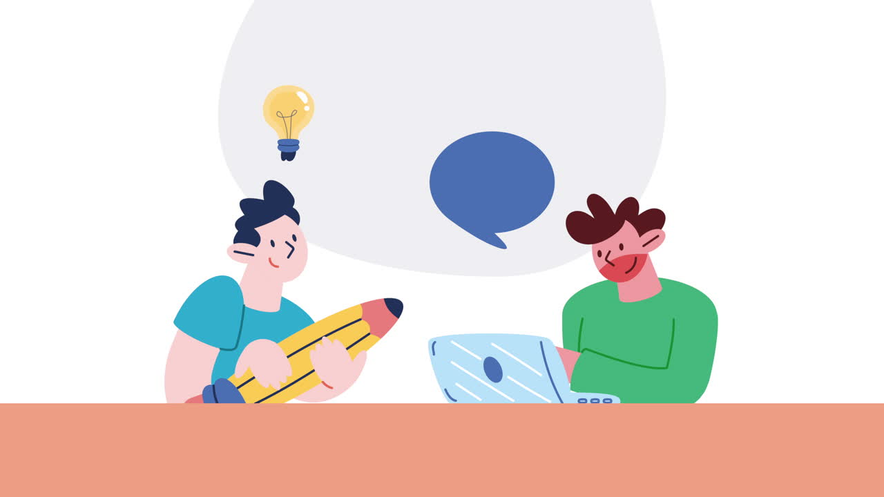 노트북 애니메이션을 사용하는 창의적 인 노동자