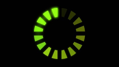 animation green loading circle isolate on black background.