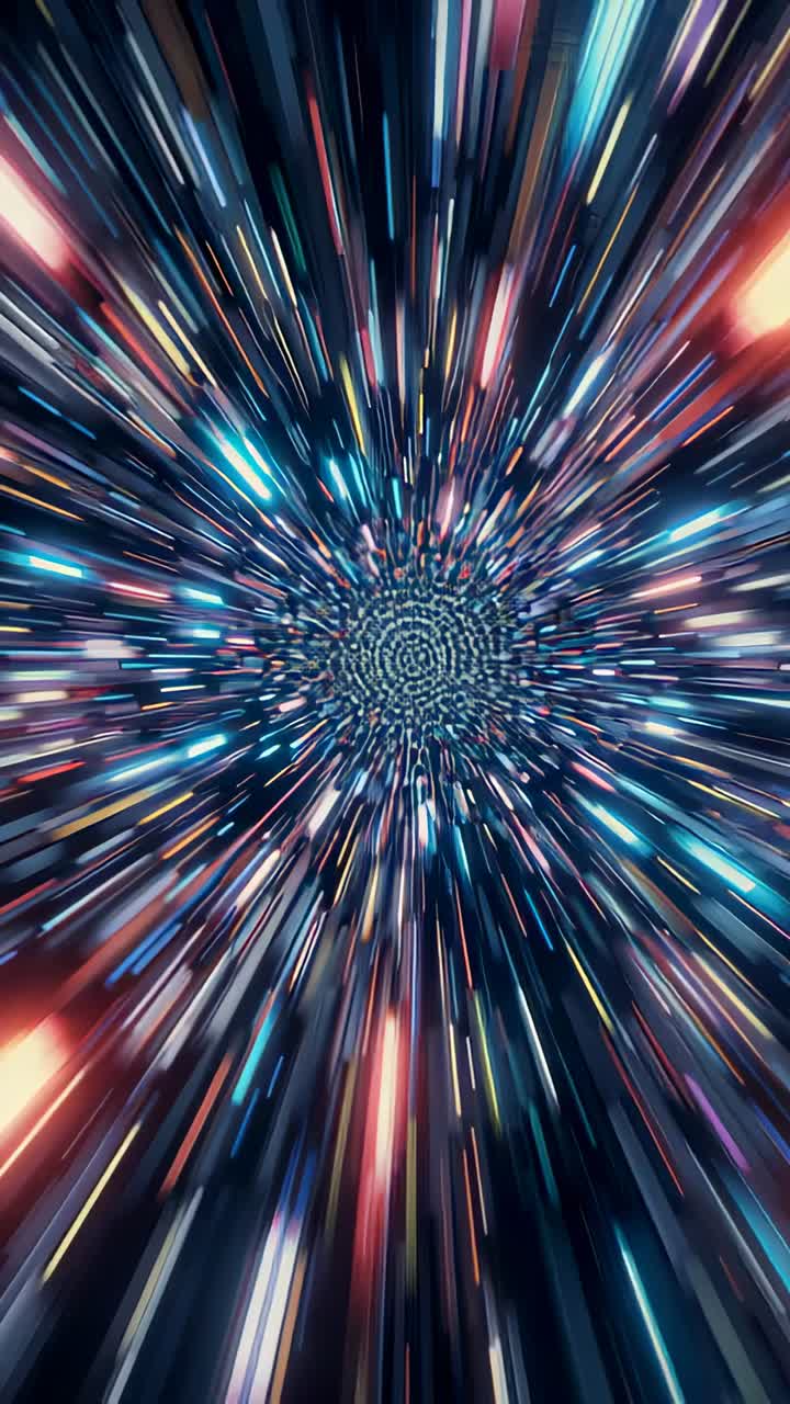 Vertical video: Pulsing vortex sending radial streaks in void with dotted disk implying motion