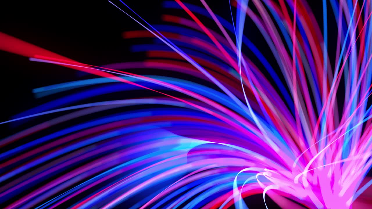 flujo de luz bg en 4k. fondo en bucle abstracto con rastros de luz, flujo de líneas de neón rojo azul en el espacio se mueven para formar formas espirales en bucle. fondo de diseño de movimiento moderno de moda. efecto de luz,