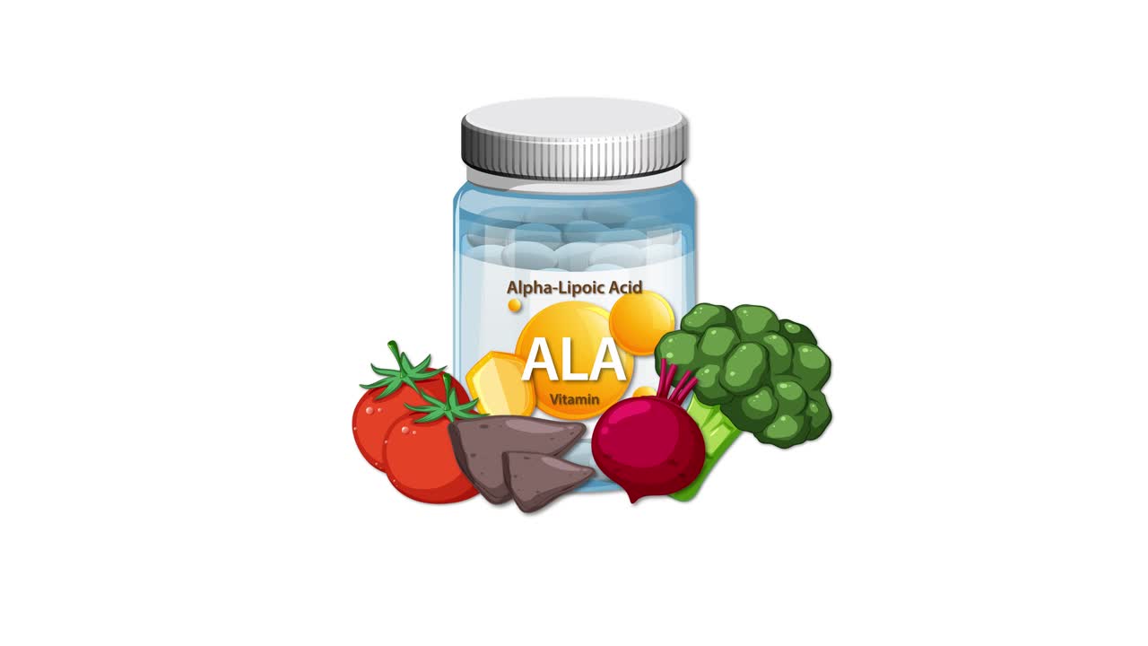 Supplement bottle appears as vegetables animate in, forming a colorful, healthy arrangement on white background
