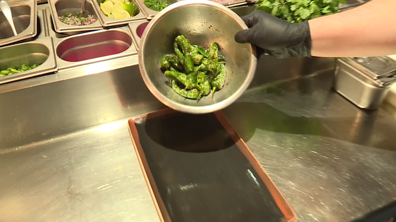 Preparing Green Peppers and Salad