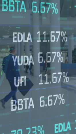 animation of financial data processing over business people