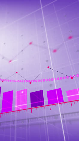 animación del procesamiento de datos financieros sobre un fondo púrpura