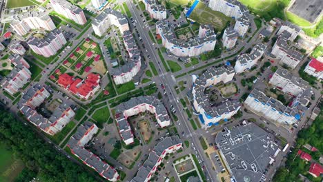 street aerial view with beautiful patterns. aerial view of urban area with city blocks
