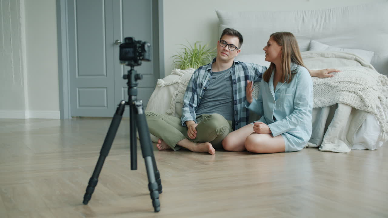 Couple Vlogging in Bedroom