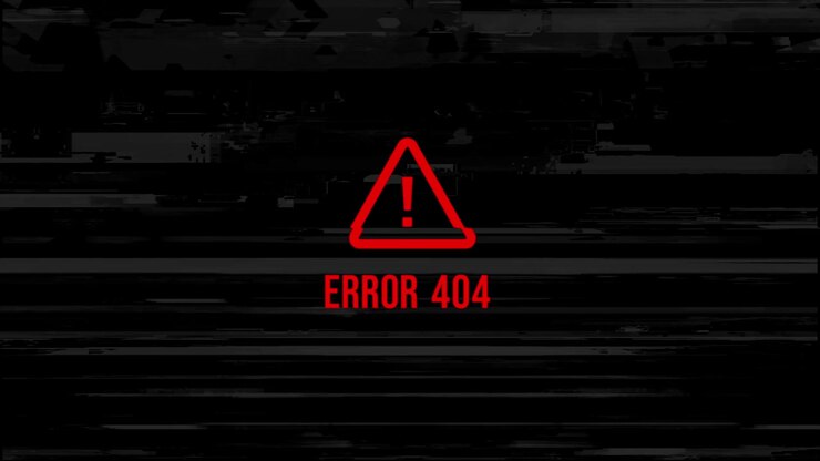 Errore 404 Pagina non trovata con effetto glitch su schermo nero