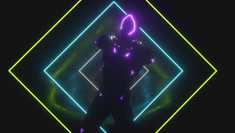 futuristic robot dancer in neon light