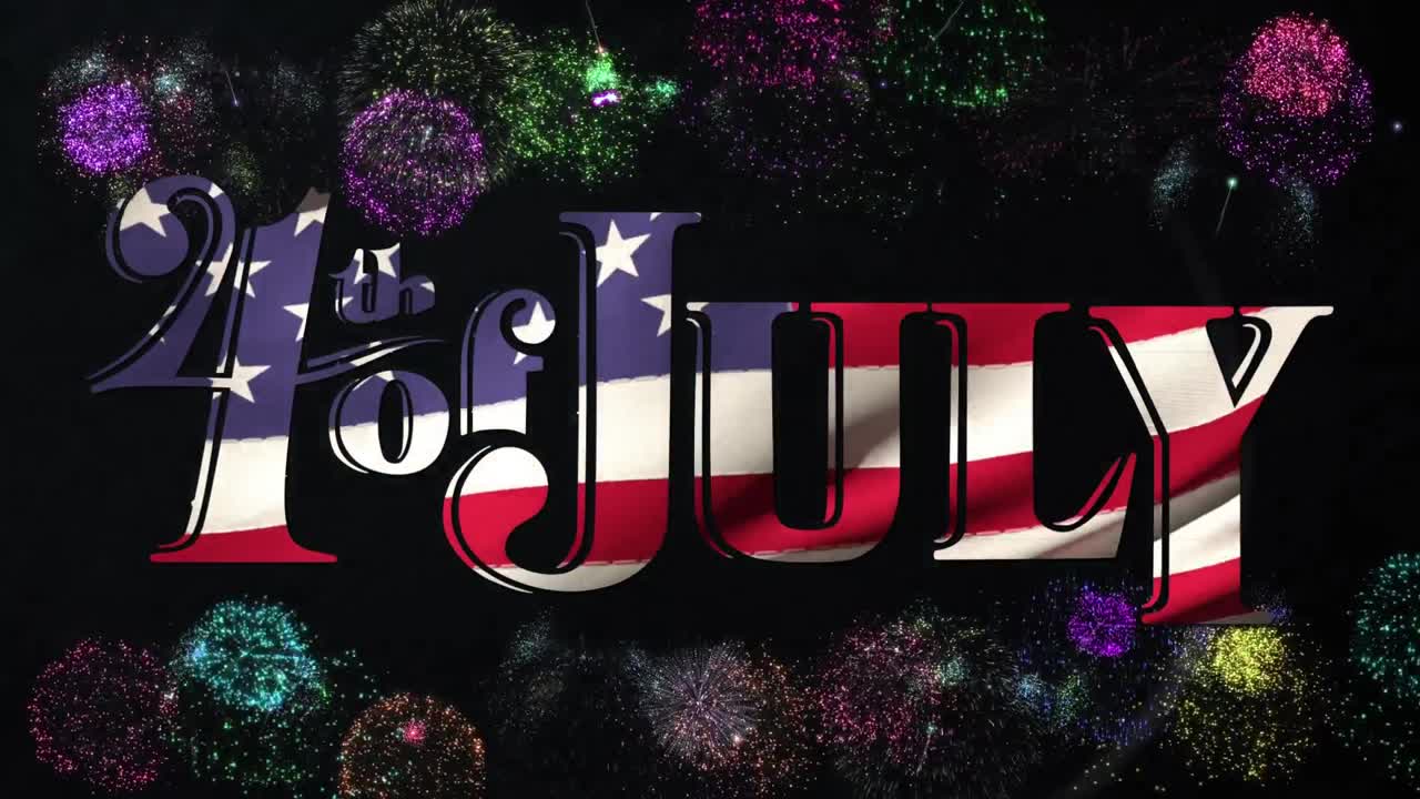 texto y fuegos artificiales del 4 de julio