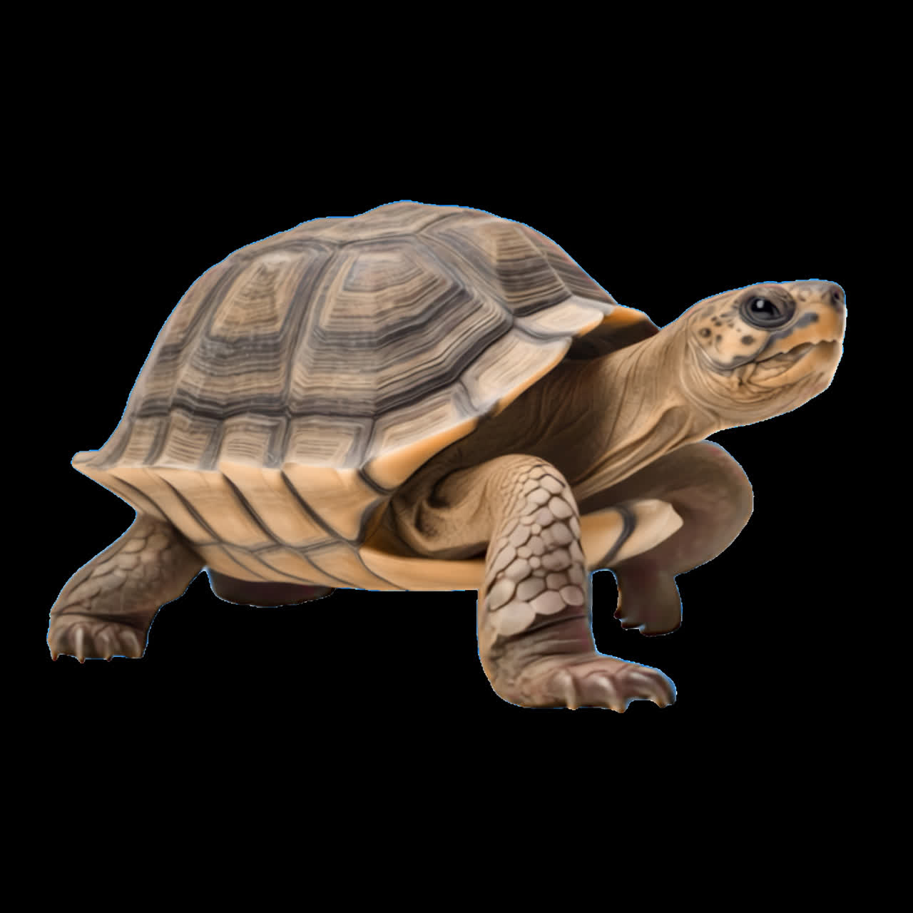 Realistic tortoise animation isolated asset, transparent 4K video, alpha channel, ProRes 4444