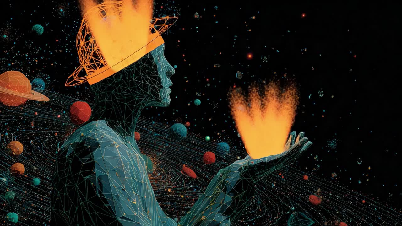 A Cosmic Journey Through Imagination: Exploring the Mystical Realm of Space and Energy with a Celestial Being Interacting with Planets and Stars in a Vividly Rendered Universe