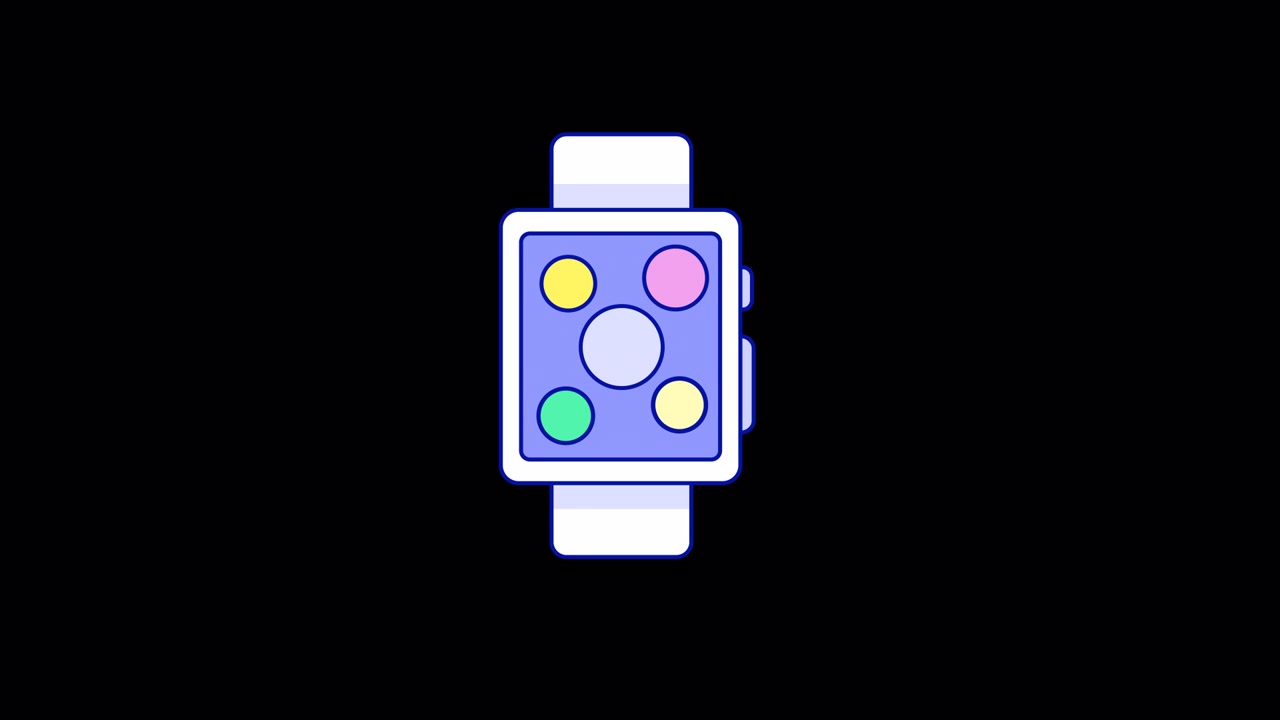 Animated Smartwatch Displaying Colorful App Icons