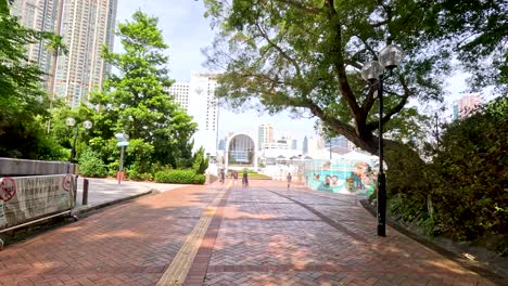 park in hong kong cityscape