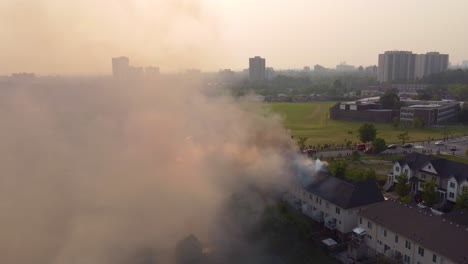 smoke rising from a residential house fire