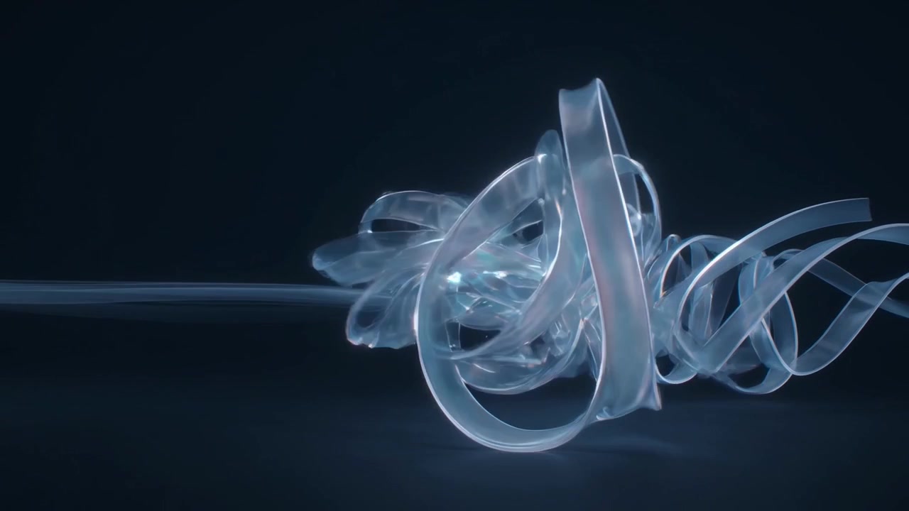 Abstract Glowing Fluid Ribbon Forming a Dynamic Organic Shape