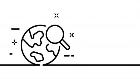 single line drawing, solid line search. one line drawing animation global search, data and information. information search logo animated. video 4k