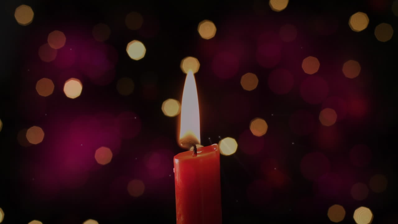 animación de velas encendidas con puntos de luz parpadeantes