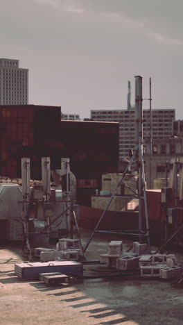 a rooftop with an antenna and other communications equipment