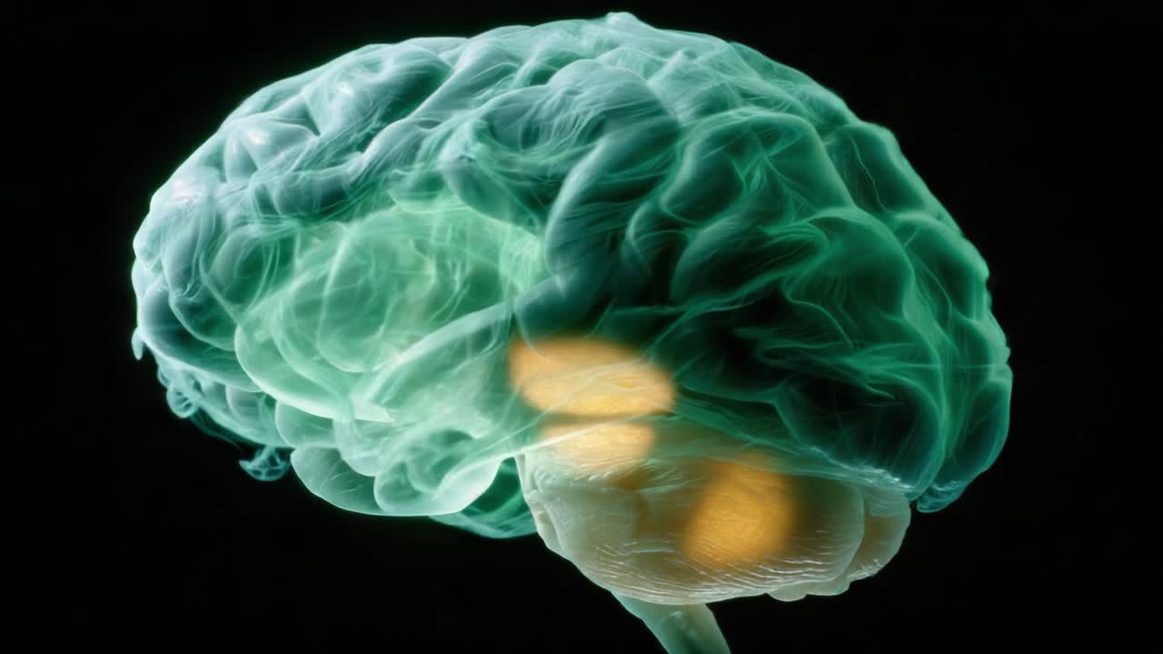 An Intriguing Visual Exploration of the Human Brain, Showcasing Neural Networks and Dynamic Activity in a Stunning Ethereal Glow