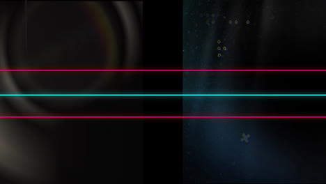 animation of glowing lines and abstract shapes over dark background with bubbles