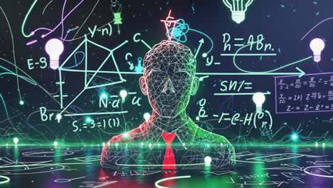 conceptual image of mathematics, ai, and innovation