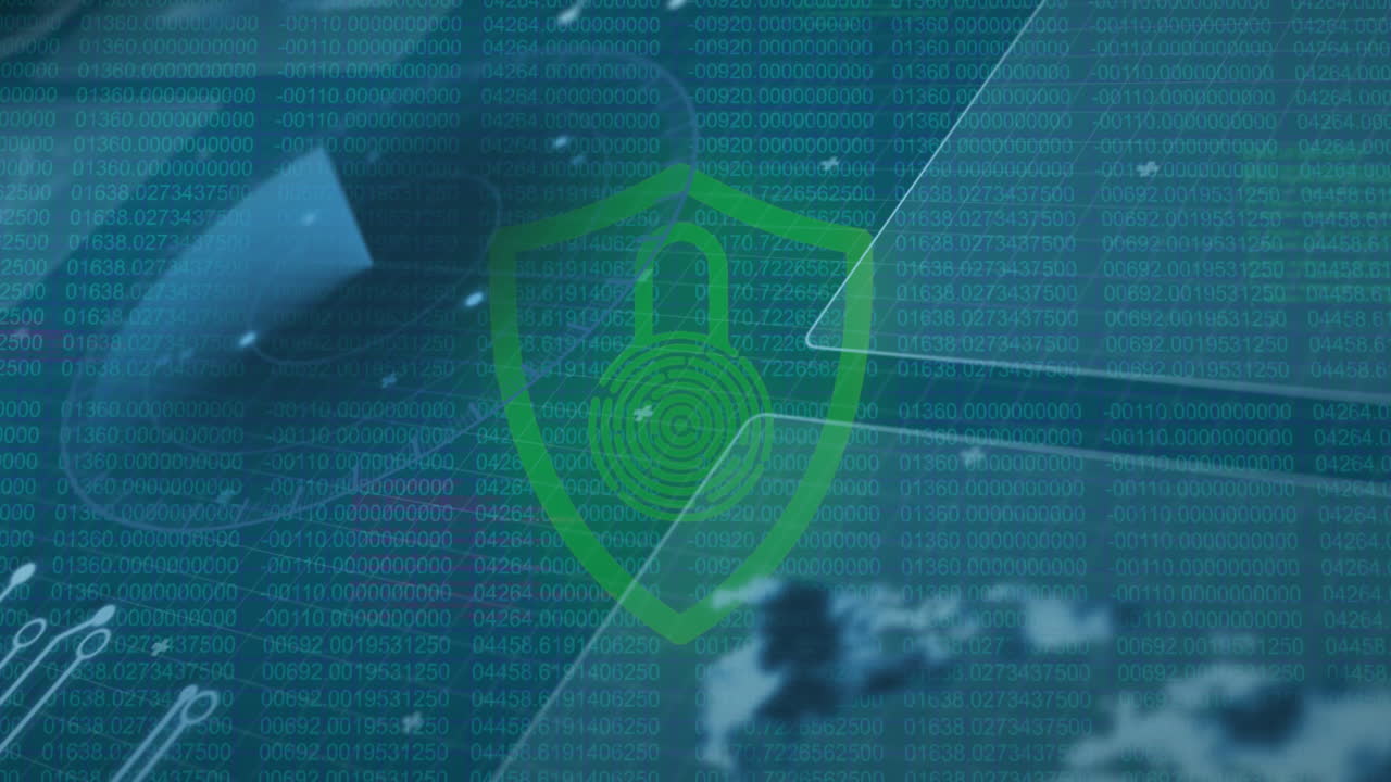 animazione della rete di connessioni sull'icona del lucchetto