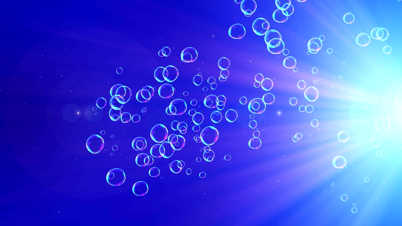 Rainbow bubbles on a blue background