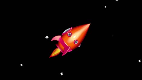 cohete espacial de dibujos animados moviéndose en el espacio