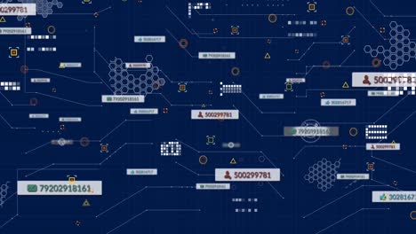 animation of social media icons with numbers over data processing