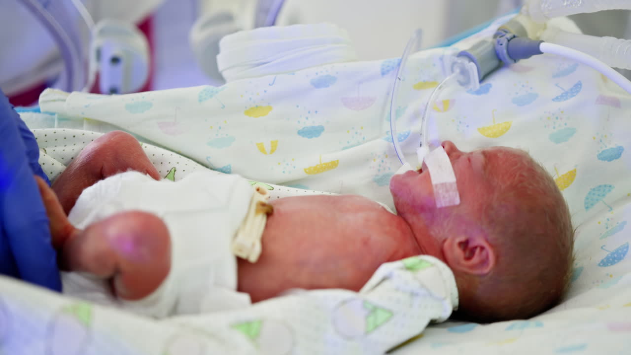 bebé prematuro en la unidad de cuidados intensivos neonatales