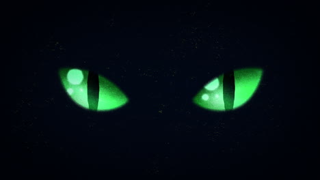 green cats eyes in darkness animated motion graphic with matte