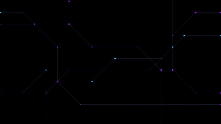Abstract Digital Circuit Board Animation with Glowing Data Lines
