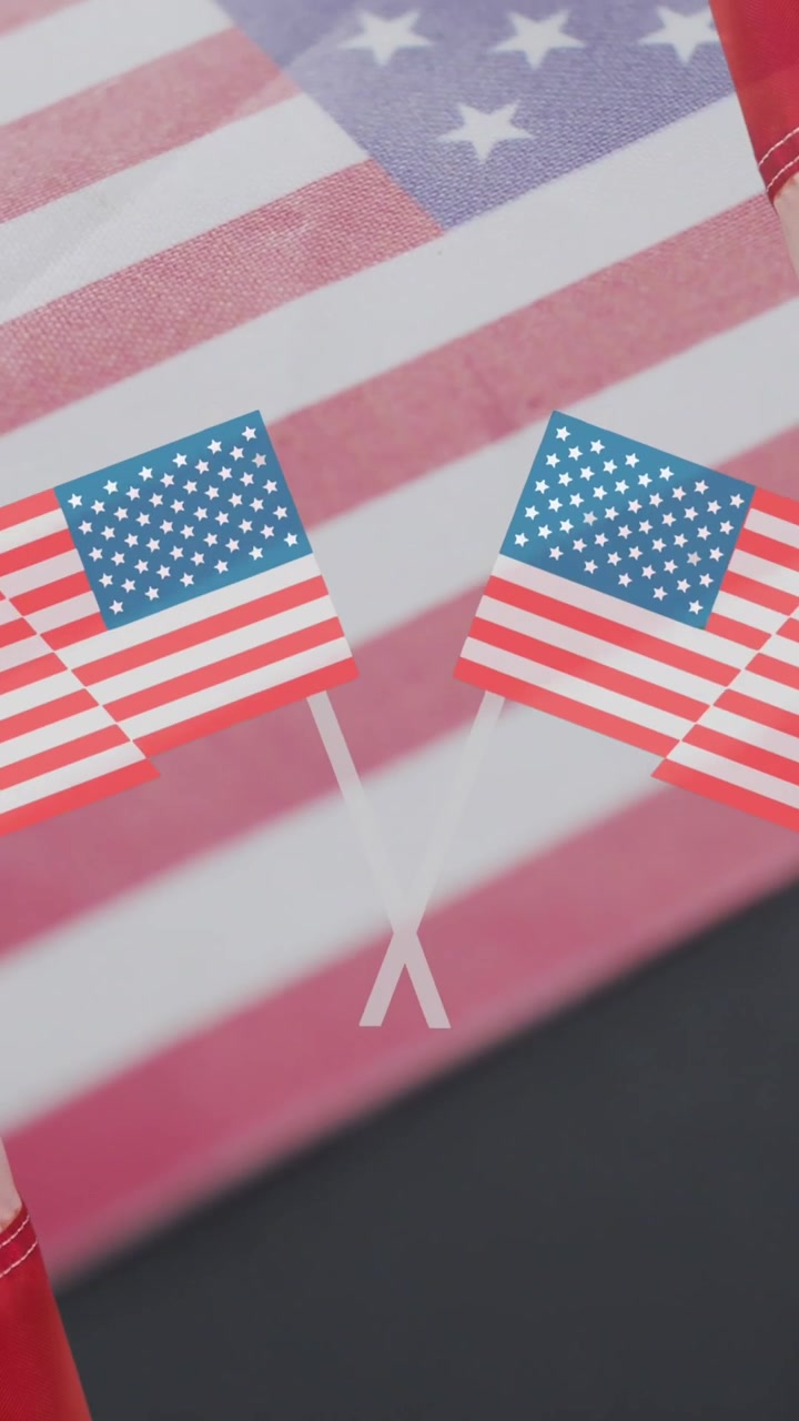 Animation of flags of usa moving over flag of usa