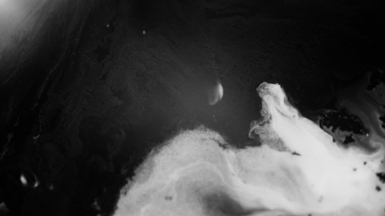 Abstract Black And White Ink Fluid In Wavy Motion