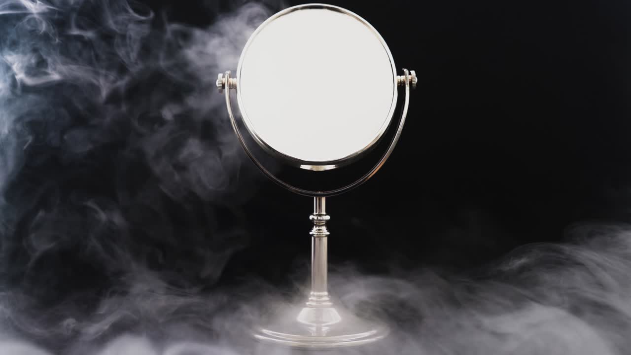 거울 연기 검은 배경
