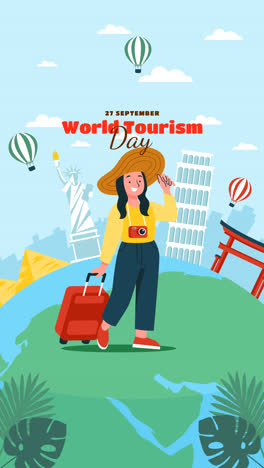 an animation of flat illustration for world tourism day