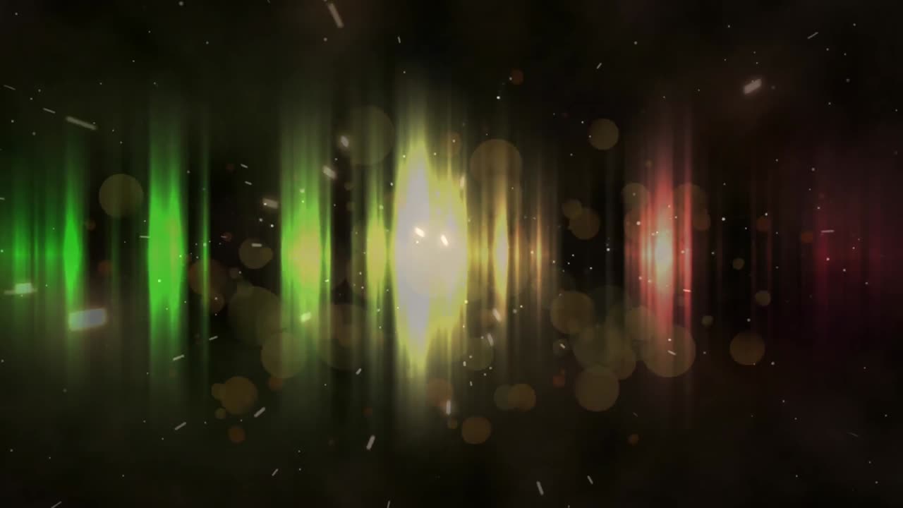 manchas brillantes sobre rayas brillantes de luz contra un fondo negro